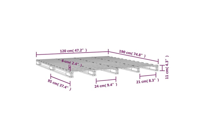 beBasic Sängynrunko musta 120x190 cm täysi mänty 4FT Small Double - Musta - Huonekalut - Sänky - Sänkykehikot & sängynrungot