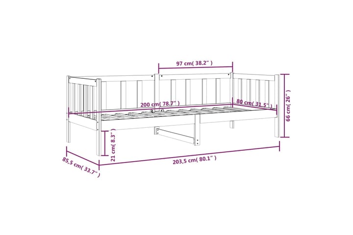 beBasic Sohvasänky 80x200 cm täysi mänty - Ruskea - Huonekalut - Sänky - Sänkykehikot & sängynrungot