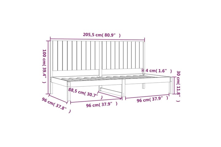 beBasic Sohvasänky 90x200 cm täysi mänty - Ruskea - Huonekalut - Sänky - Sänkykehikot & sängynrungot