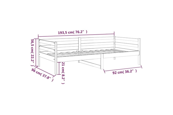 beBasic Sohvasänky musta 90x190 cm täysi mänty - Musta - Huonekalut - Sänky - Sänkykehikot & sängynrungot