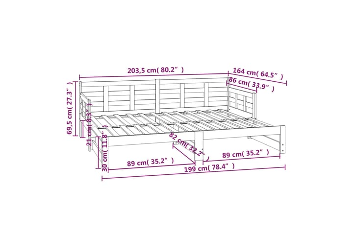 beBasic Sohvasänky ulosvedettävä täysi mänty 2x (80x200) cm - Ruskea - Huonekalut - Sänky - Sänkykehikot & sängynrungot