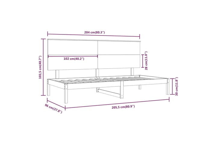 beBasic Sohvasänky valkoinen 90x200 cm täysi mänty - Valkoinen - Huonekalut - Sänky - Sänkykehikot & sängynrungot