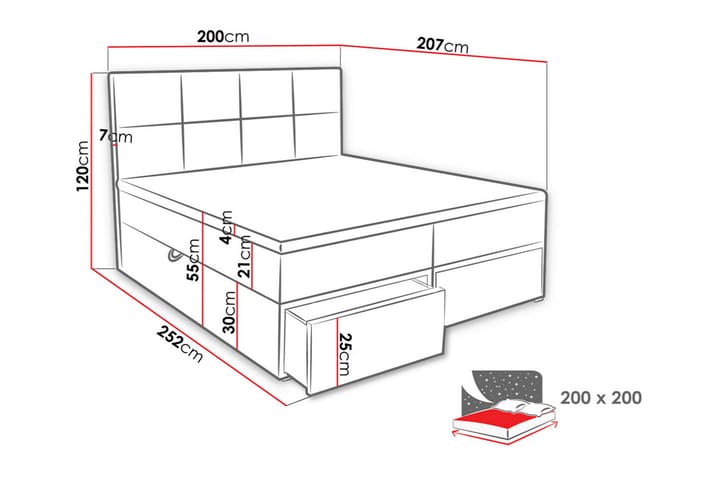 Bodskatan Sänkypaketti Kontinentalsänky 200x200 cm - Musta - Huonekalut - Sänky - Jenkkisängyt