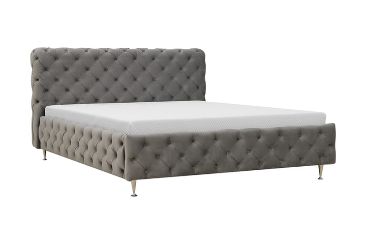 Chesterfield Sänkypaketti Sängynrunko ja Patja 180x200 cm - Harmaa - Huonekalut - Sänky - Runkopatjasängyt