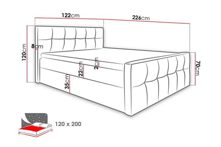 Doncaster Sängpaketti Kontinentalsänky 120x200 cm - Punainen - Huonekalut - Sänky - Jenkkisängyt