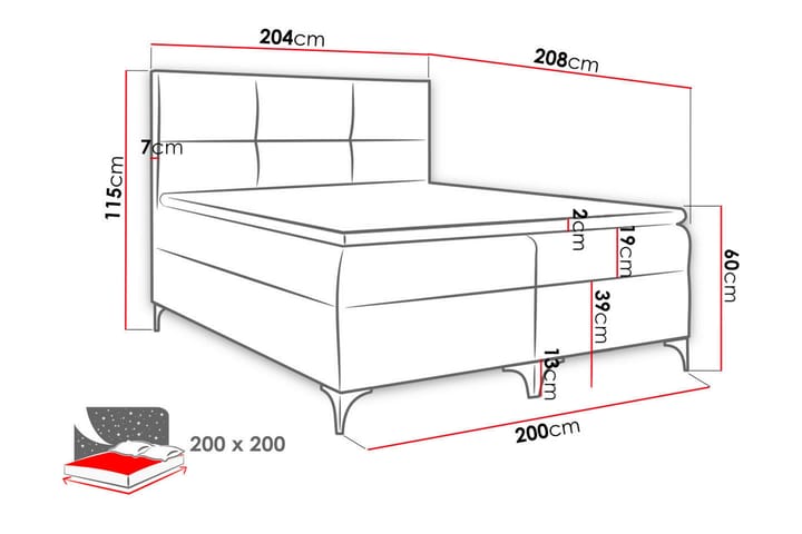 Galtebol Sängpaketti Kontinentalsänky 200x200 cm - Sininen - Huonekalut - Sänky - Jenkkisängyt