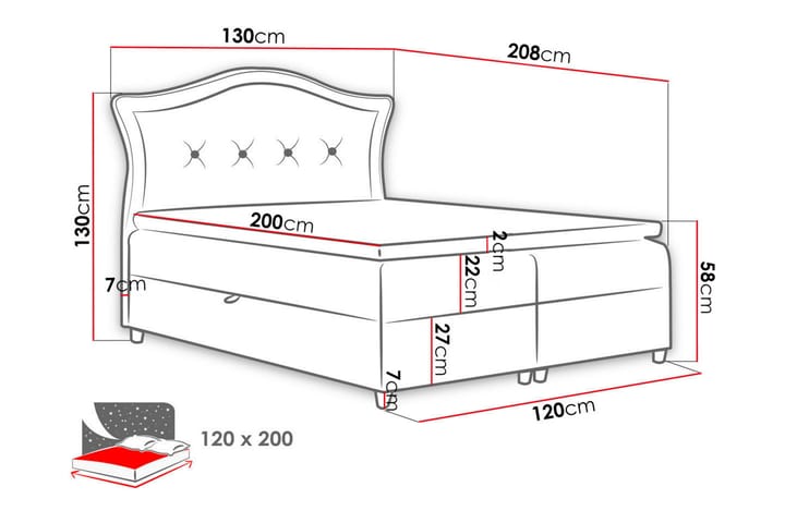 Hestra Sängpaketti Kontinentalsänky 120x200 cm - Musta - Huonekalut - Sänky - Jenkkisängyt