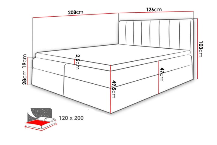 Jenkkisänky Levold 120x200 cm - Musta - Huonekalut - Sänky - Jenkkisängyt