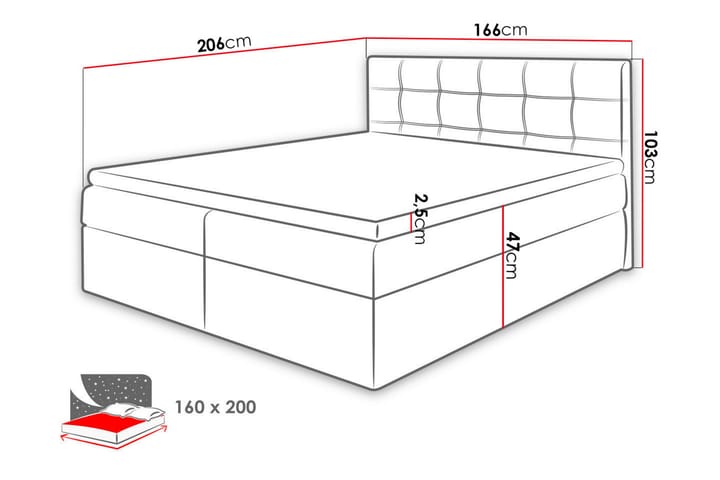 Jenkkisänky Nele 160x200 - Harmaa - Huonekalut - Sänky - Jenkkisängyt