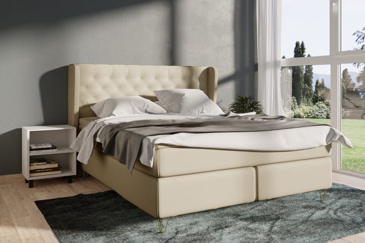 Sänkypaketti Choice No 4 180x200 Kova - Beige/V-Malli Metallijalat - Huonekalut - Sänky - Jenkkisängyt