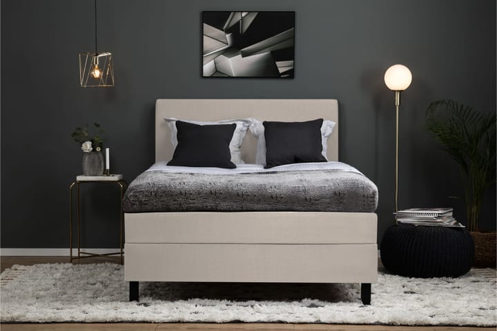 Sänkypaketti Olivia 140x200 Sileä Sängynpääty Beige - Lateksi - Huonekalut - Sänky - Jenkkisängyt