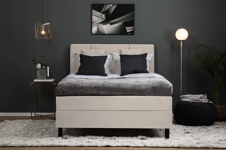 Sänkypaketti Olivia 140x200 Sileä Sängynpääty Beige - Polyeetteri Niskatyyny Pieni - Huonekalut - Sänky - Jenkkisängyt