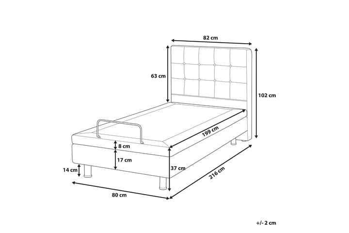 Sänky Kisterud Ställbar 80x200 cm - Harmaa - Huonekalut - Sänky - Moottorisänky