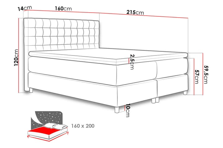 Jenkkisänky Forus 160x200 cm - Harmaa - Huonekalut - Sänky - Parisänky