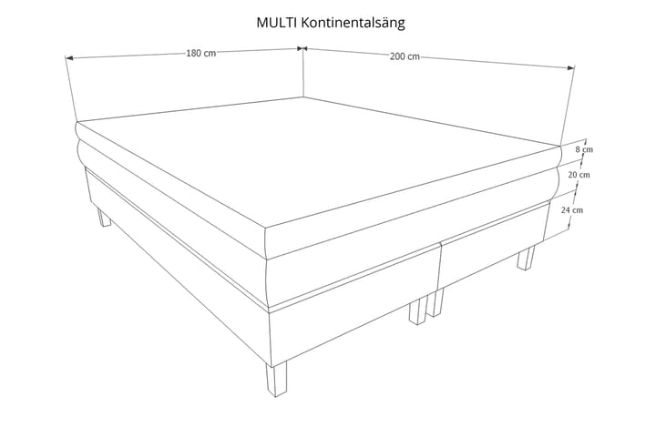 Jenkkisänky Gilius 180x200 - Vaaleanharmaa - Huonekalut - Sänky - Jenkkisängyt