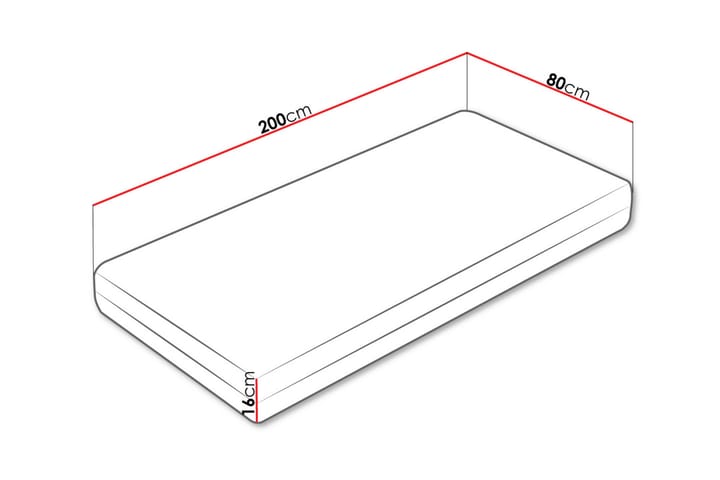 Fynlee Vaahdotettu patja 80x200 cm - Valkoinen - Huonekalut - Sänky - Patja - Vaahtomuovipatja