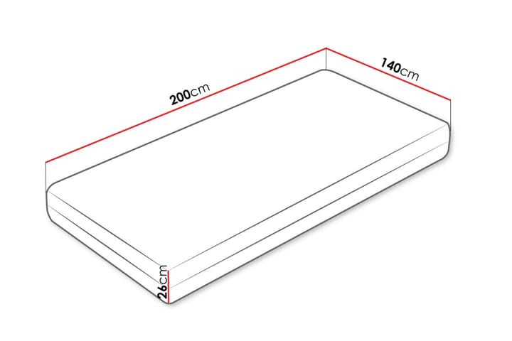 Hoefler Vaahdotettu Patja 140x200 cm - Valkoinen - Huonekalut - Sänky - Patja - Vaahtomuovipatja