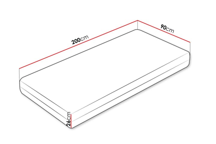 Hoefler Vaahdotettu patja 90x200 cm - Valkoinen - Huonekalut - Sänky - Patja - Vaahtomuovipatja