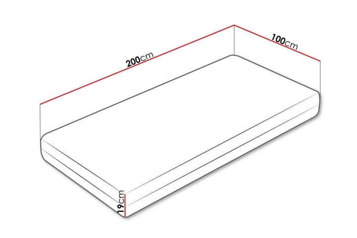 Joustinpatja Arigna 100x200 cm - Valkoinen - Huonekalut - Sänky - Patja - Joustinpatjat