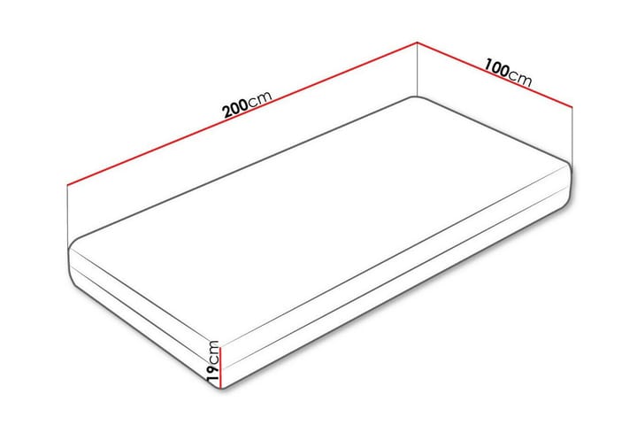 Joustinpatja Arigna 100x200 cm - Valkoinen - Huonekalut - Sänky - Patja - Joustinpatjat