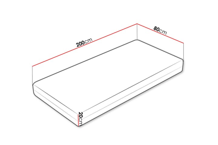 Patja Mebane Hard 80x200 cm - Valkoinen - Huonekalut - Sänky - Patja - Petauspatja & sijauspatja