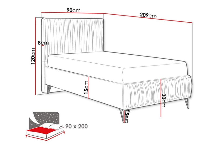 Runkosänky Gortin 90x200 cm - Beige - Huonekalut - Sänky - Runkopatjasängyt