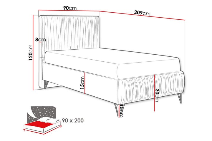 Runkosänky Gortin 90x200 cm - Beige - Huonekalut - Sänky - Runkopatjasängyt