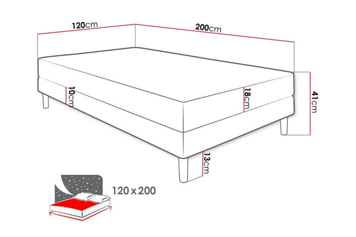 Runkosänky Midfeld 120x200 cm - Musta - Huonekalut - Sänky - Runkopatjasängyt