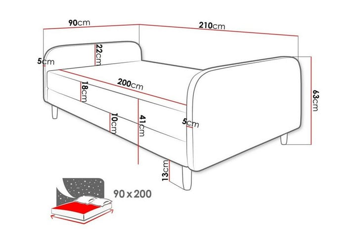 Runkosänky Midfeld 90x200 cm - Musta - Huonekalut - Sänky - Runkopatjasängyt