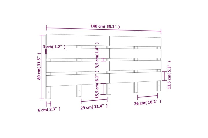 beBasic Sängynpääty 140x3x80 cm täysi mänty - Ruskea - Huonekalut - Sänky - Sängyn lisävarusteet & sängynpäädyt - Sängynpääty