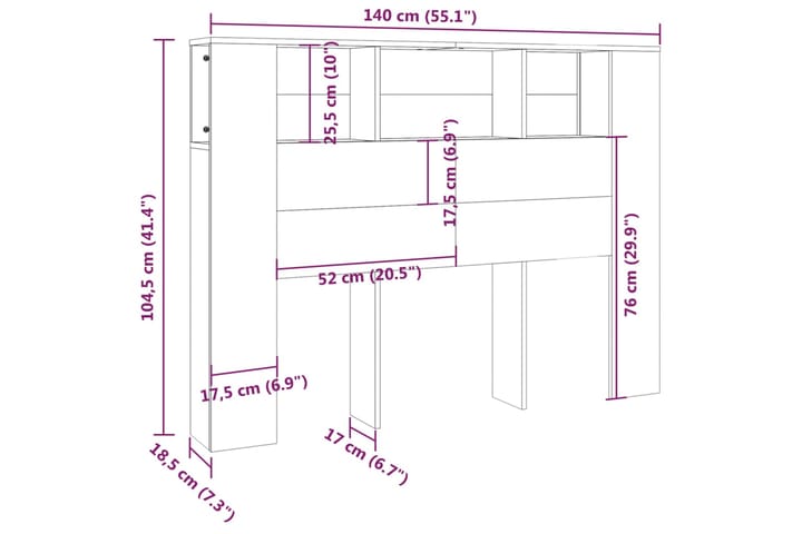 beBasic Sängynpääty säilytystilalla musta 140x18,5x104,5 cm - Musta - Huonekalut - Sänky - Sängyn lisävarusteet & sängynpäädyt - Sängynpääty