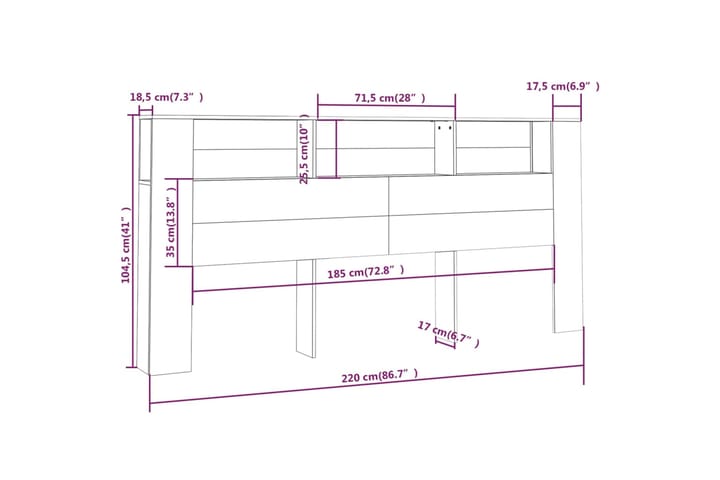 beBasic Sängynpääty säilytystilalla musta 220x18,5x104,5 cm - Musta - Huonekalut - Sänky - Sängyn lisävarusteet & sängynpäädyt - Sängynpääty