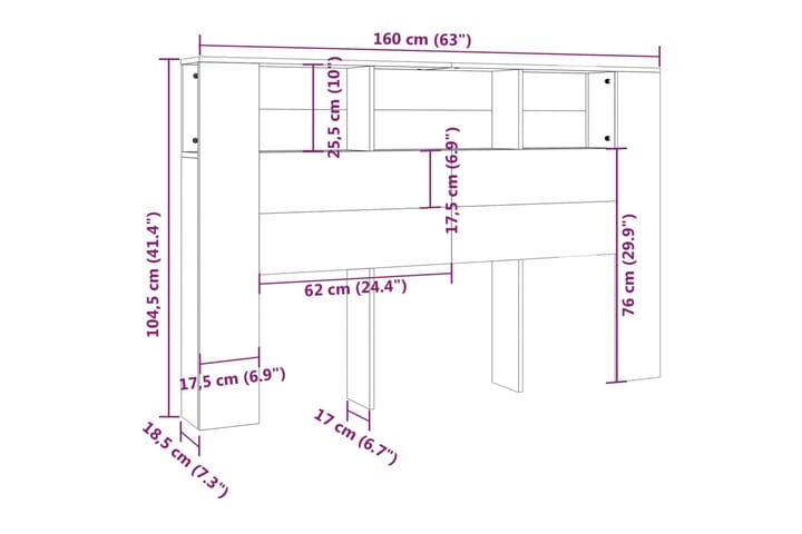 beBasic Sängynpääty säilytystilalla savutammi 160x18,5x104,5 cm - Ruskea - Huonekalut - Sänky - Sängyn lisävarusteet & sängynpäädyt - Sängynpääty