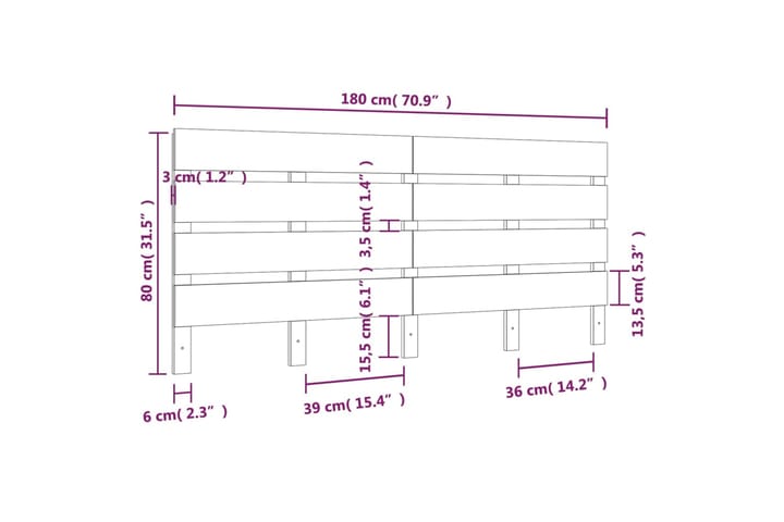 beBasic Sängynpääty valkoinen 180x3x80 cm täysi mänty - Valkoinen - Huonekalut - Sänky - Sängyn lisävarusteet & sängynpäädyt - Sängynpääty