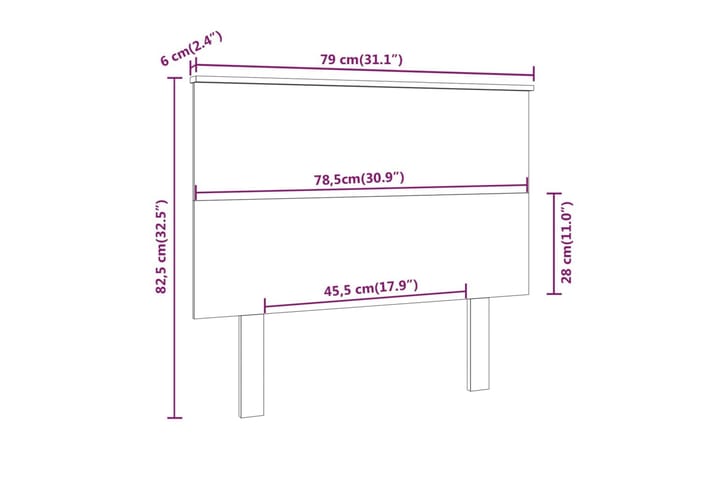 Sängynpääty 79x6x82,5 cm täysi mänty - Ruskea - Huonekalut - Sänky - Sängyn lisävarusteet & sängynpäädyt - Sängynpääty