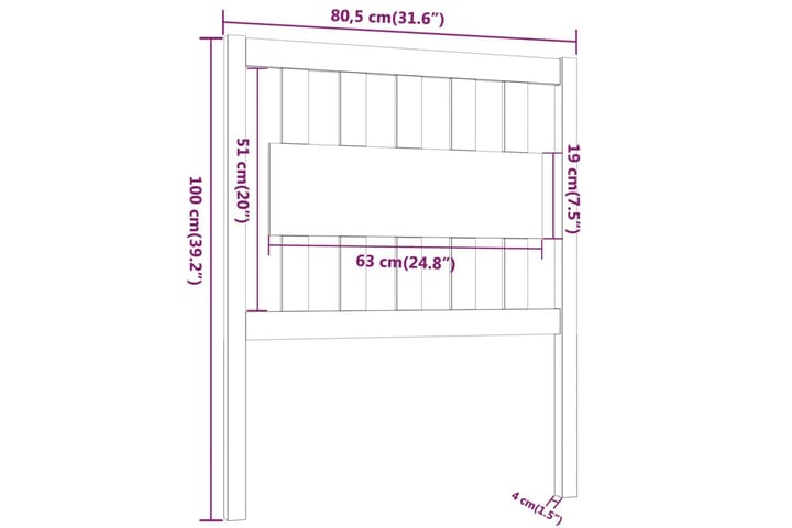 Sängynpääty 80,5x4x100 cm täysi mänty - Ruskea - Huonekalut - Sänky - Sängyn lisävarusteet & sängynpäädyt - Sängynpääty