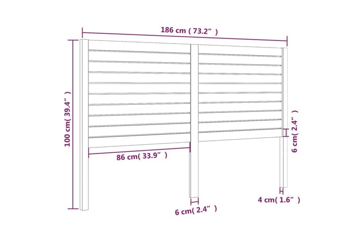 Sängynpääty musta 186x4x100 cm täysi mänty - Musta - Huonekalut - Sänky - Sängyn lisävarusteet & sängynpäädyt - Sängynpääty