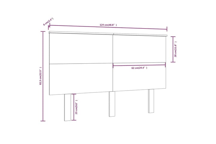 Sängynpääty 124x6x82,5 cm täysi mänty - Ruskea - Huonekalut - Sänky - Sängyn lisävarusteet & sängynpäädyt - Sängynpääty