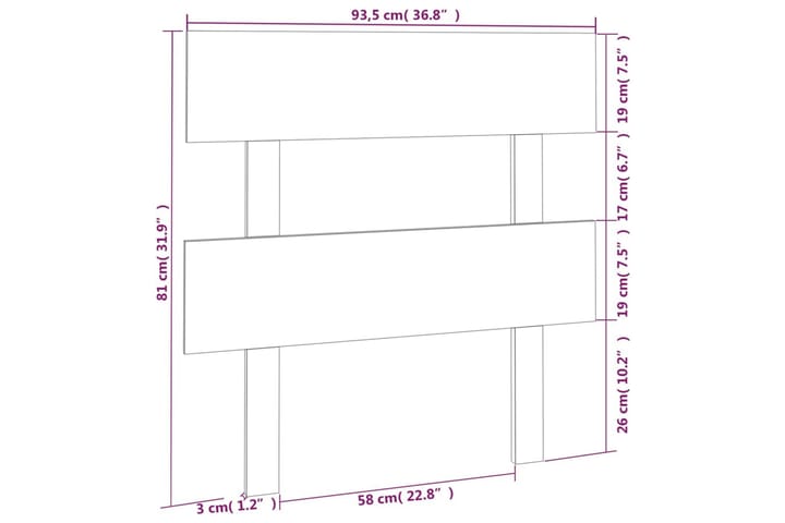 Sängynpääty 93,5x3x81 cm täysi mänty - Ruskea - Huonekalut - Sänky - Sängyn lisävarusteet & sängynpäädyt - Sängynpääty