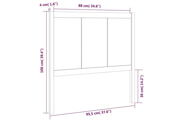 Sängynpääty 95,5x4x100 cm täysi mänty - Ruskea - Huonekalut - Sänky - Sängyn lisävarusteet & sängynpäädyt - Sängynpääty