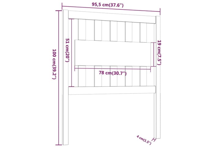 Sängynpääty 95,5x4x100 cm täysi mänty - Ruskea - Huonekalut - Sänky - Sängyn lisävarusteet & sängynpäädyt - Sängynpääty