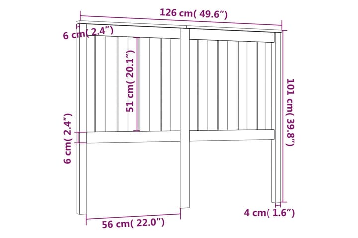 Sängynpääty harmaa 126x6x101 cm täysi mänty - Harmaa - Sängynpääty