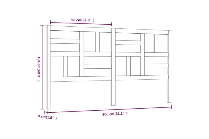 Sängynpä�äty harmaa 206x4x104 cm täysi mänty - Harmaa - Huonekalut - Sänky - Sängyn lisävarusteet & sängynpäädyt - Sängynpääty