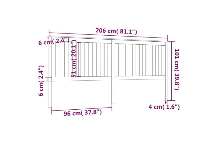 Sängynpääty harmaa 206x6x101 cm täysi mänty - Harmaa - Huonekalut - Sänky - Sängyn lisävarusteet & sängynpäädyt - Sängynpääty