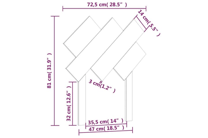 Sängynpääty harmaa 72,5x3x81 cm täysi mänty - Harmaa - Sängynpääty