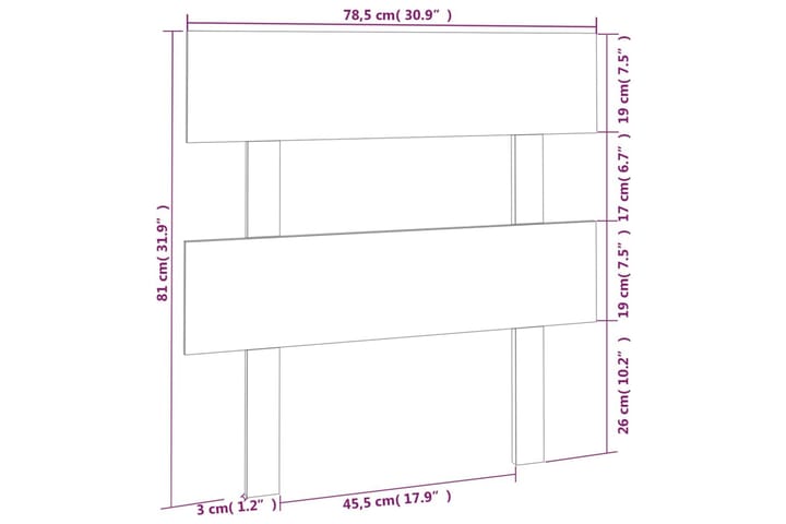 Sängynpääty harmaa 78,5x3x81 cm täysi mänty - Harmaa - Huonekalut - Sänky - Sängyn lisävarusteet & sängynpäädyt - Sängynpääty