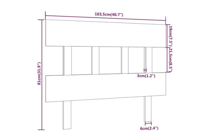 Sängynpääty hunajanruskea 103,5x3x81 cm täysi mänty - Ruskea - Huonekalut - Sänky - Sängyn lisävarusteet & sängynpäädyt - Sängynpääty