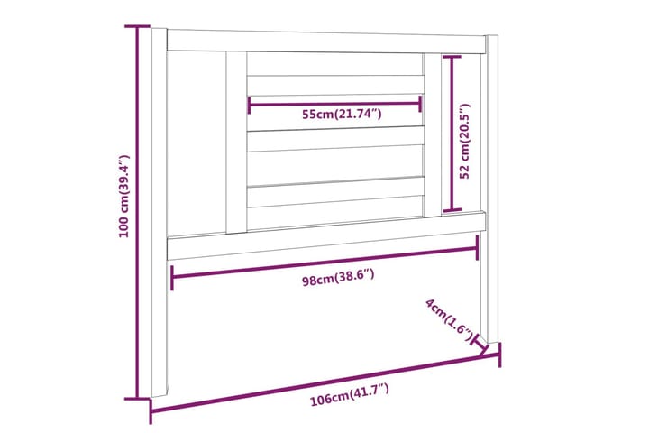 Sängynpääty hunajanruskea 106x4x100 cm täysi mänty - Ruskea - Huonekalut - Sänky - Sängyn lisävarusteet & sängynpäädyt - Sängynpääty