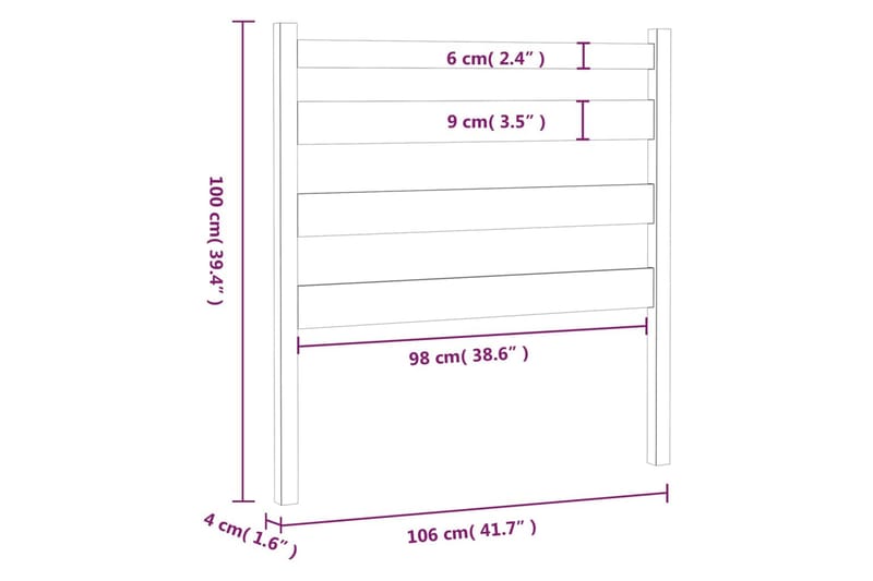 Sängynpääty hunajanruskea 106x4x100 cm täysi mänty - Ruskea - Sängynpääty