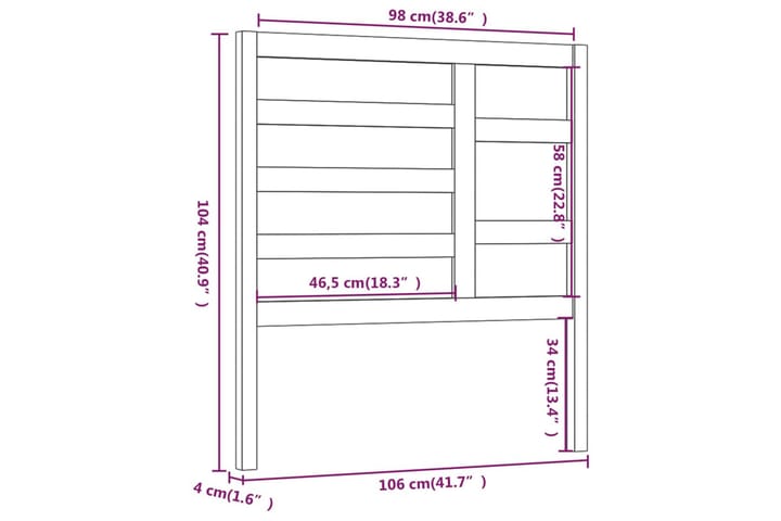 Sängynpääty hunajanruskea 106x4x104 cm täysi mänty - Ruskea - Huonekalut - Sänky - Sängyn lisävarusteet & sängynpäädyt - Sängynpääty